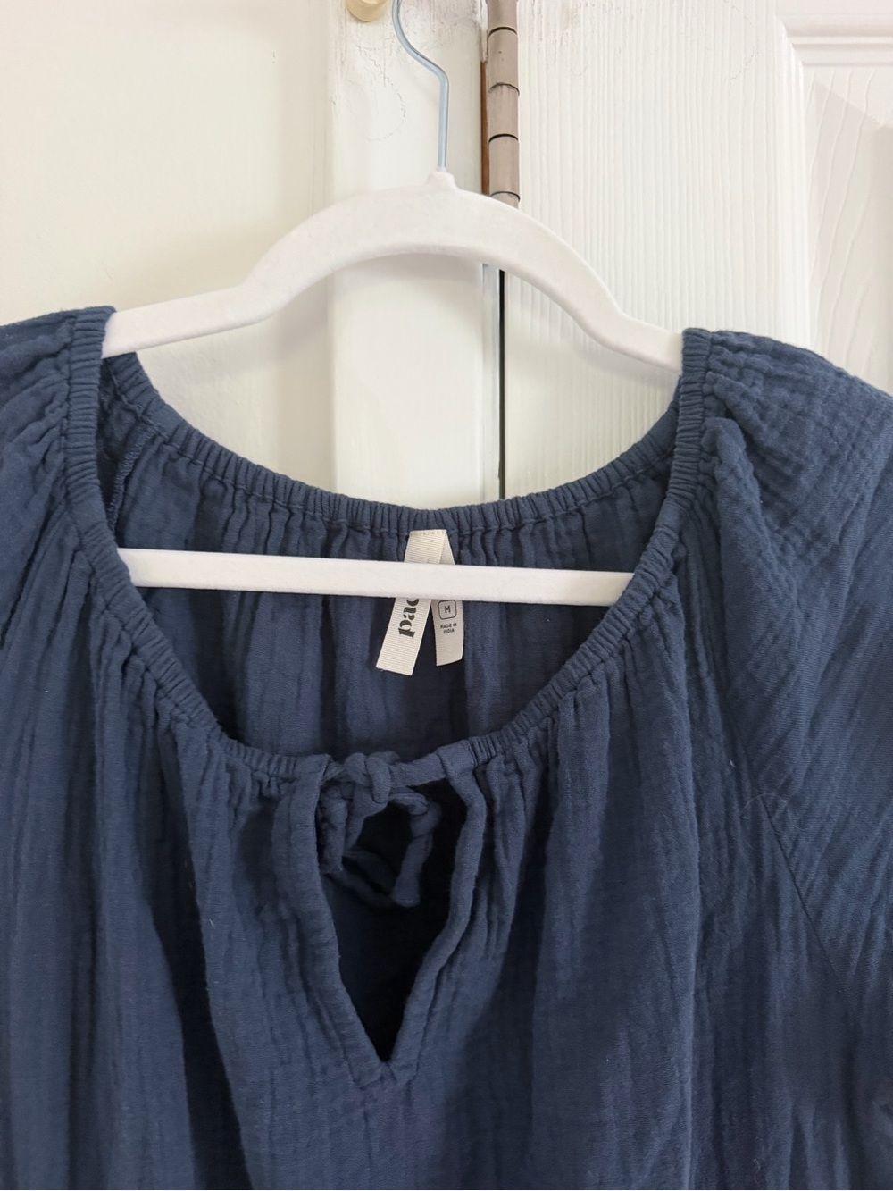 Pact Coastal Double Gauze Organic Boho Midi Dress Navy Blue Medium - Picture 4 of 7